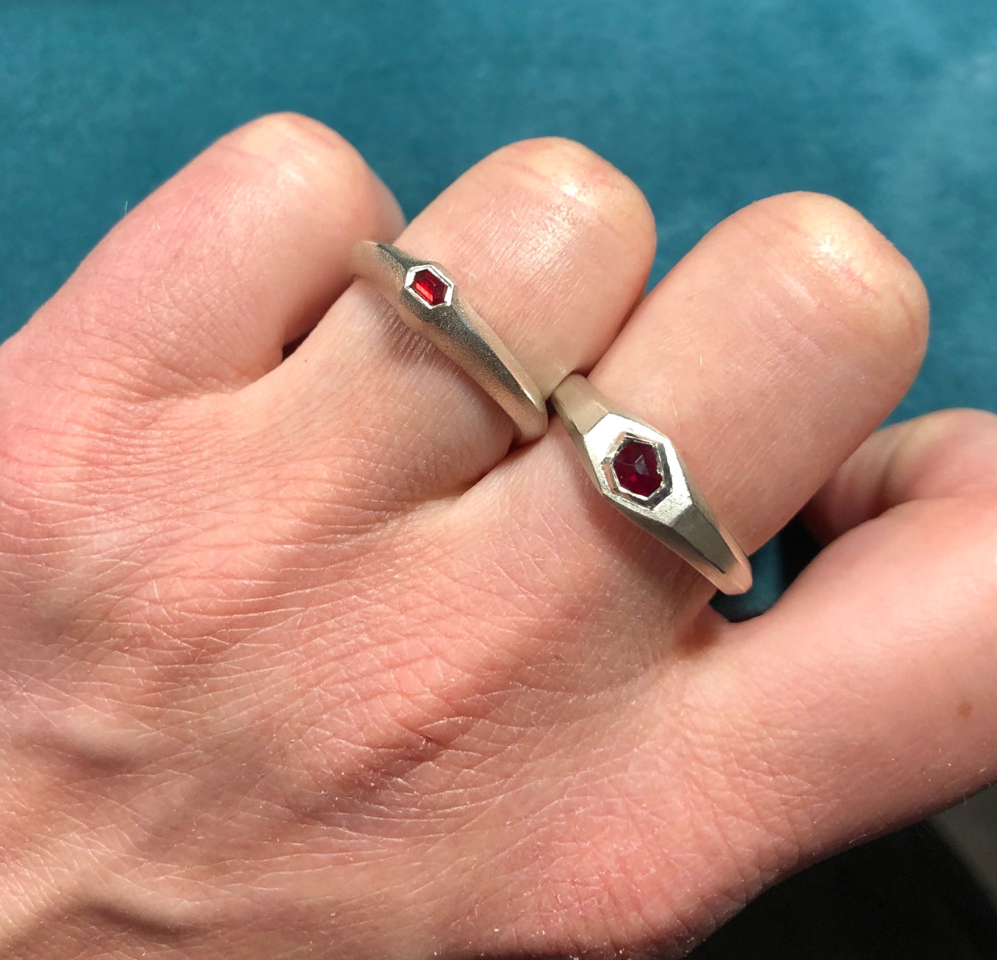 Single Garnet silver ring no. 2