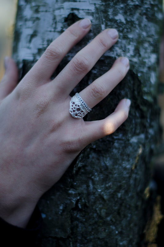 silver RING with blue topaz / KORA Tiara