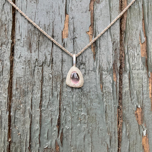 silver PENDANT with rose cut tourmaline / COOL ROSE