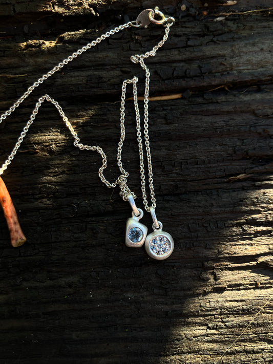 silver PENDANT with blue topaz / COSMIC BERRIES