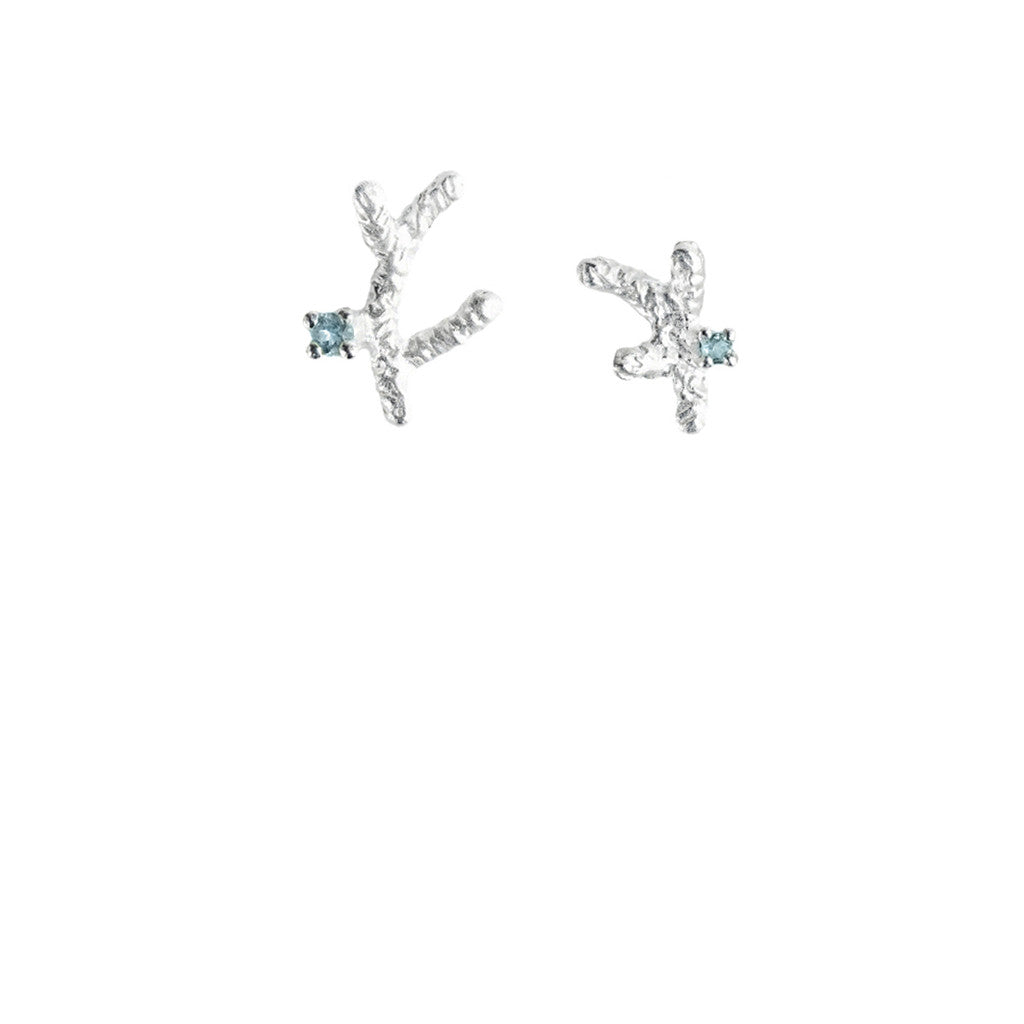 silver EARstuds with gemstone / FOREST Bloom