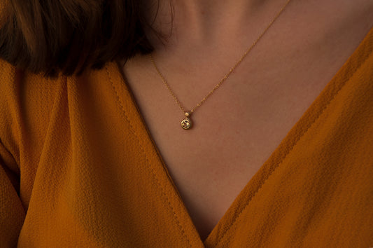Fairmined gold NECKLACE with golden beryl / SUNNY DOT