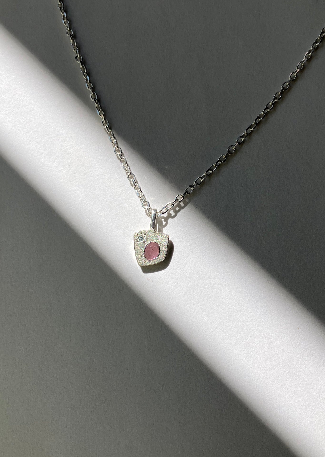 silver PENDANT with rose cut tourmaline / ROSE STAR