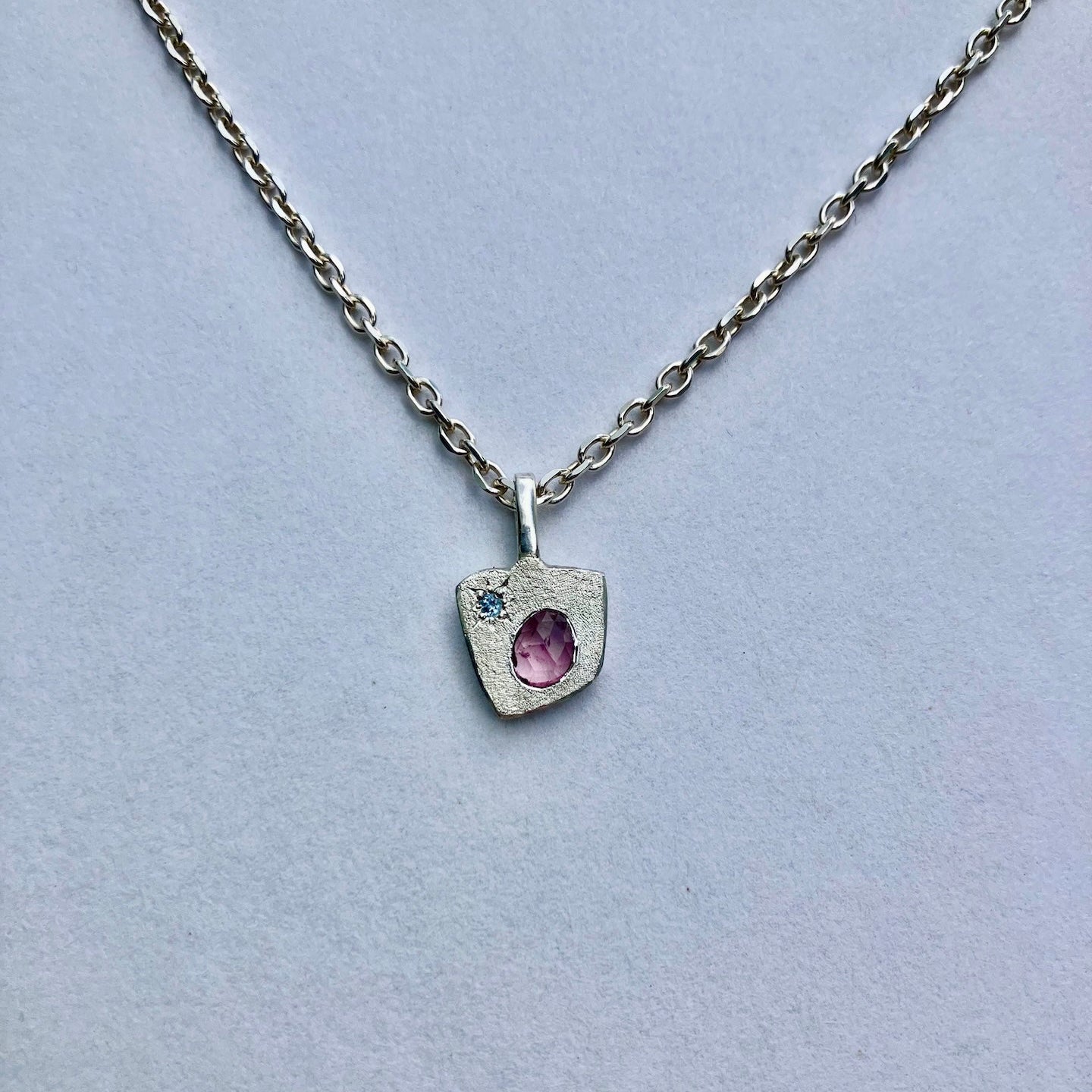 silver PENDANT with rose cut tourmaline / ROSE STAR