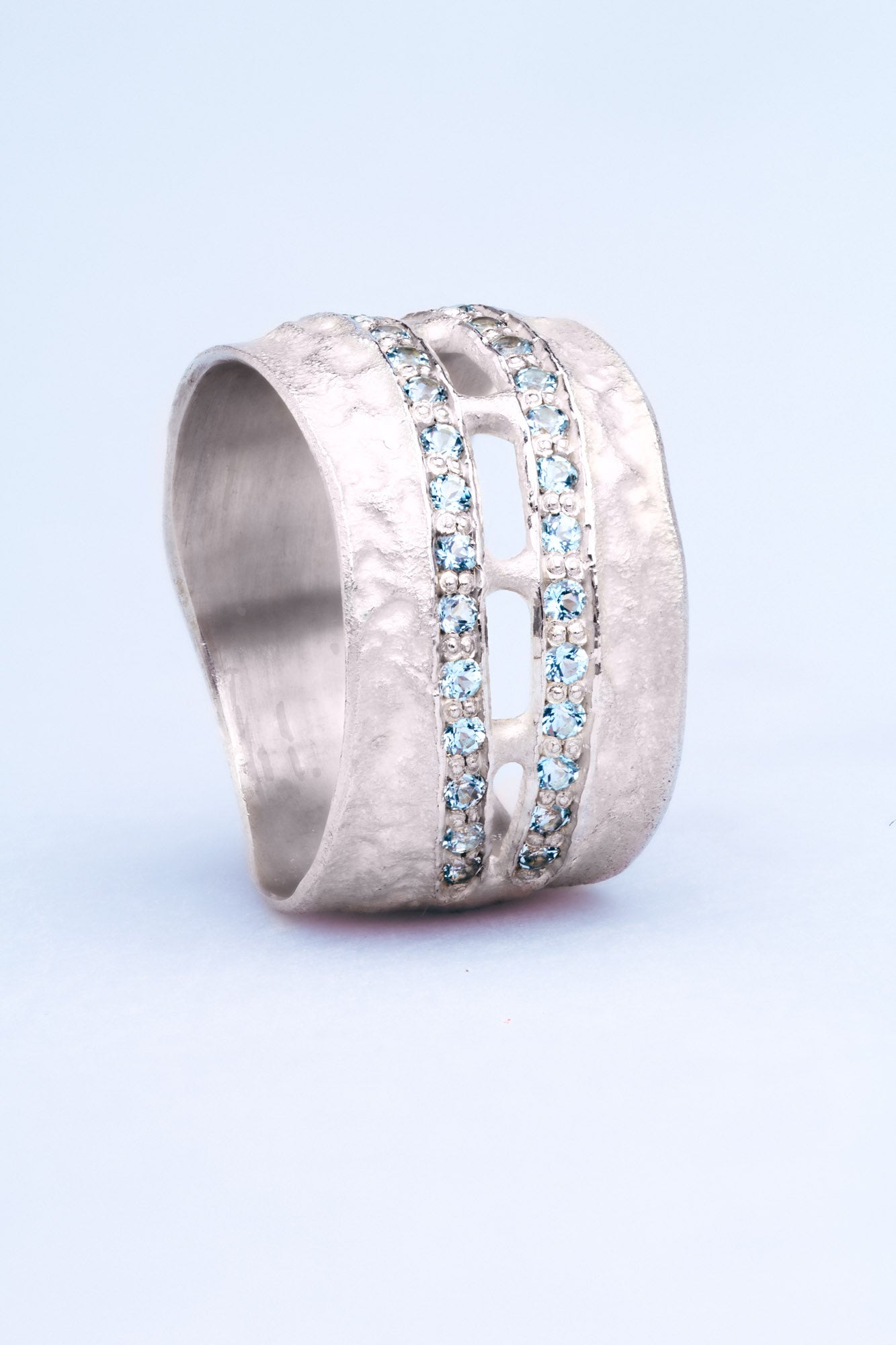 silver RING with gemstones / KORA Double