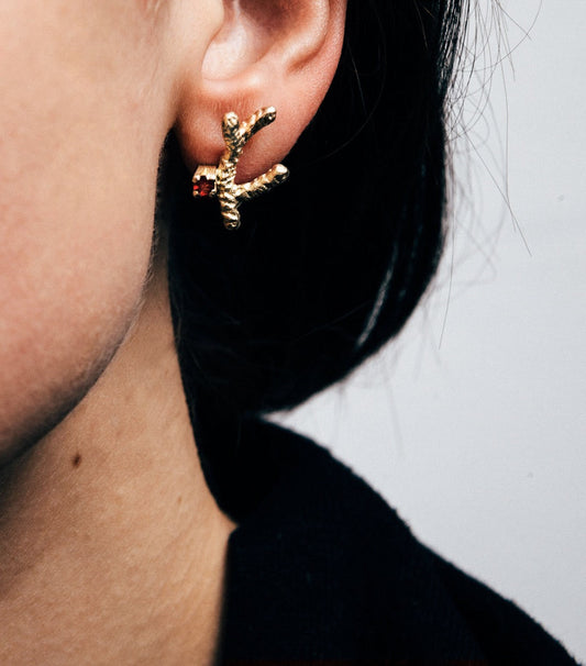 silver EARstuds with gemstone / FOREST Bloom