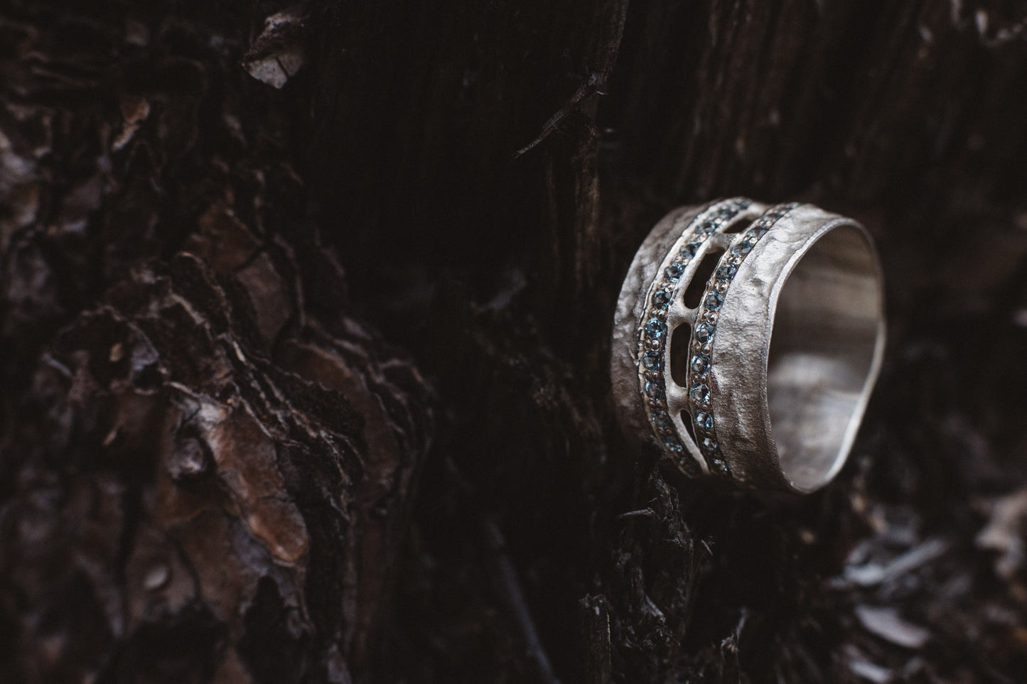 silver RING with gemstones / KORA Double