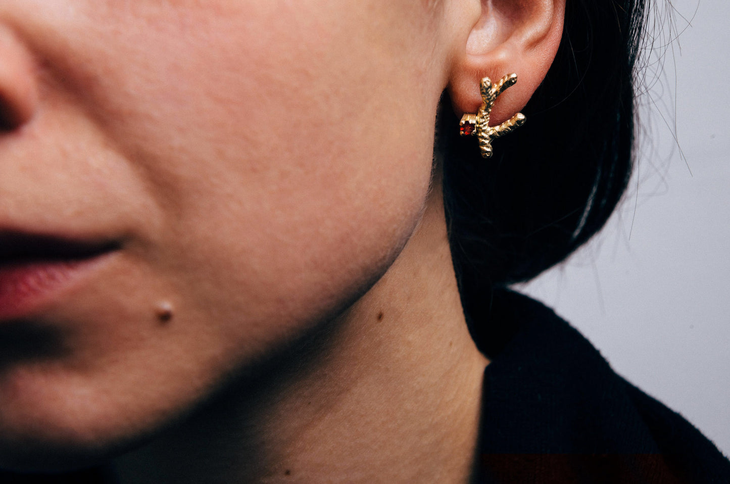 silver EARstuds with gemstone / FOREST Bloom