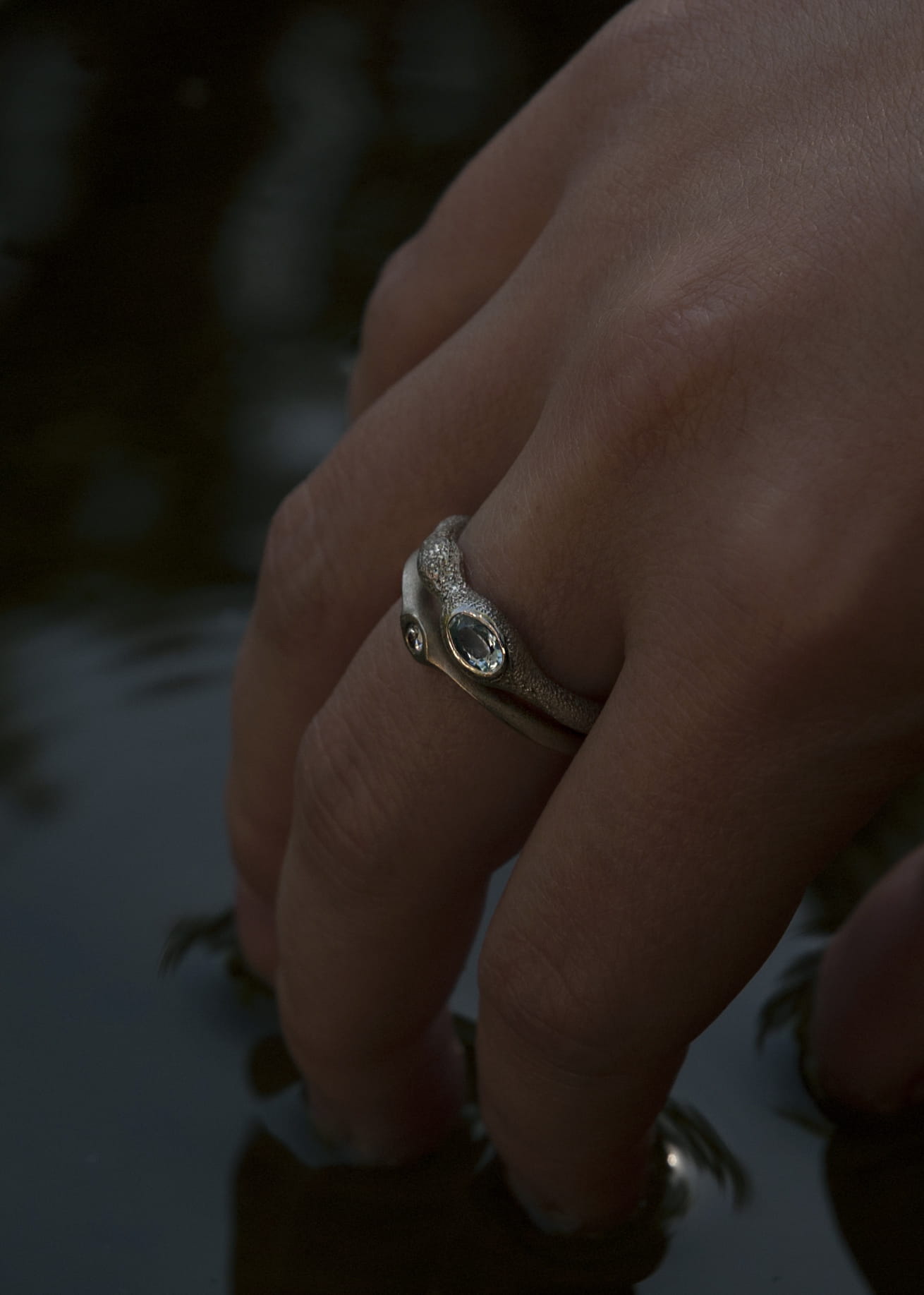 Fairmined gold RING with aquamarine / AQUA DROP